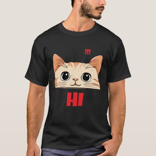 T-shirt à manches courtes visage de chat mignon | (Devant)