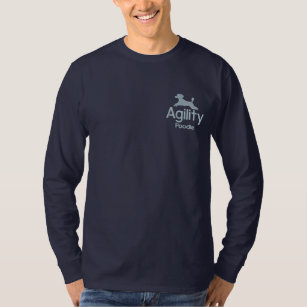 T-shirt À Manches Lomgues Brodée Chemise de douille brodée par caniche d'agilité