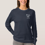 T-shirt À Manches Lomgues Brodée Mariée Année en cours - Avec vos initiales<br><div class="desc">T-shirt de la fête de mariage pour tous les membres du parti Groom T-shirts BestMan T-shirts GroomsMan T-shirts Usher T-shirts RingBearer - 7 Mots à un mariage long et heureux - Je suis désolé - Oui Cher - C'est Mes accessoires Mariage T-shirts, vestes, Sweat - shirts à capuche, jouets, sac,...</div>
