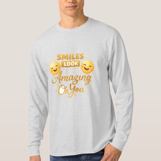 T-Shirt à manches longues avec script de sourire d (Devant)