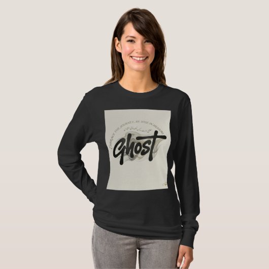 T-Shirt à manches longues avec typographie fantôme (Devant entier)