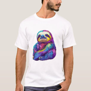T-Shirt à manches longues avec un paresseux arc-en