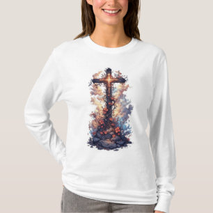 T-shirt à manches longues avec une croix chrétienn