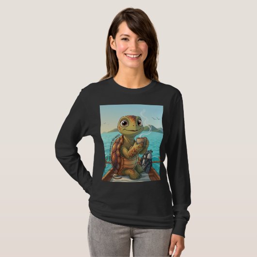 T-shirt à manches longues avec une tortue mignonne (Devant entier)