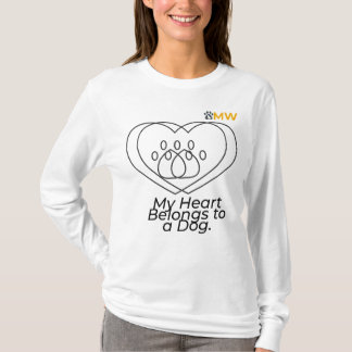 T-shirt à manches longues cœur de maman de chien –