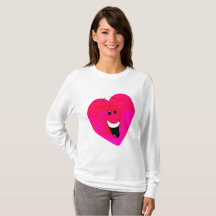 T-shirt à manches longues de base imprimé coeur