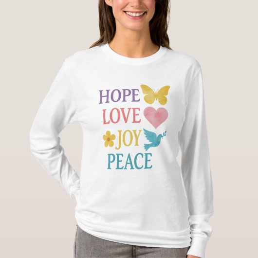 T-Shirt à manches longues Hope Love Joy Peace – Ca (Devant)