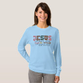 T-shirt à manches longues pour femmes Jésus vous a (Devant entier)