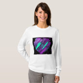 T-shirt à manches longues pour femmes pourpre coeu (Devant entier)