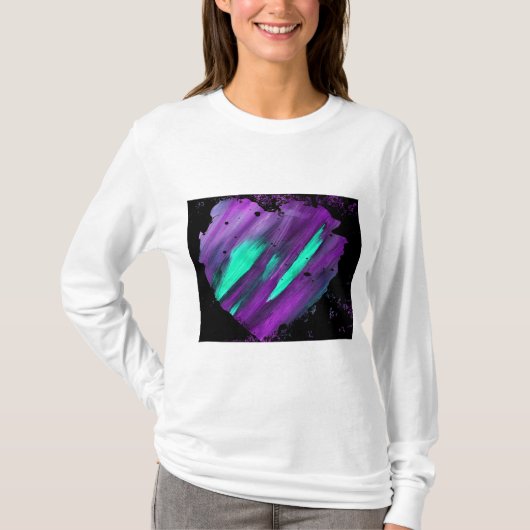 T-shirt à manches longues pour femmes pourpre coeu (Devant)