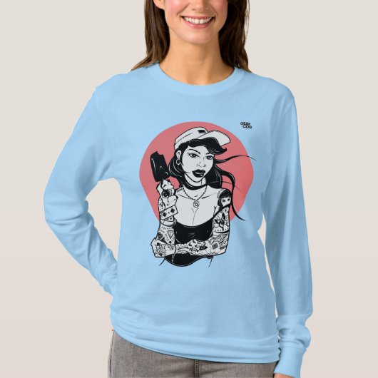 T-shirt à manches longues pour fille en crème glac (Devant)