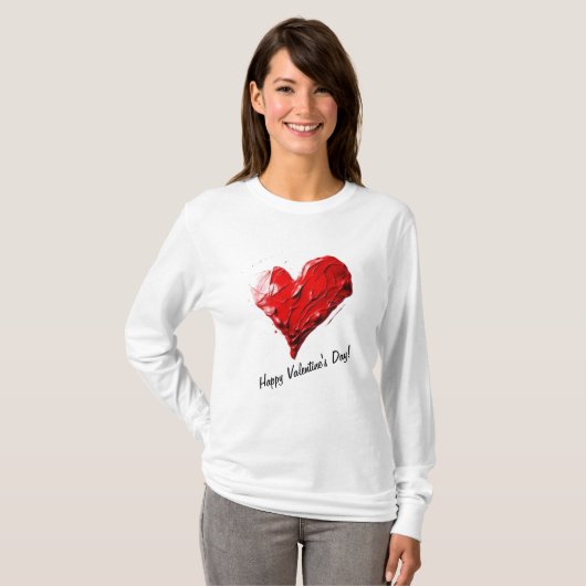 T-shirt à manches longues Saint-Valentin (Devant entier)