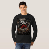 t-shirt à manches longues stop design guerre (Devant entier)