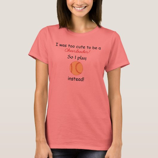 T-shirt À mignon Pour Le Softball ! (Devant)