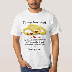 T-shirt À mon mari pour lui mariage couple anneau monogra