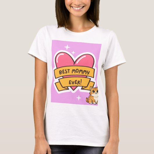 T-shirt à motif de chat mignon (Devant)