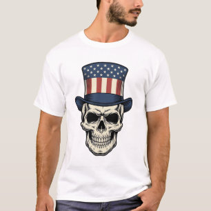 T-shirt à motif de crâne patriotique gravure vinta