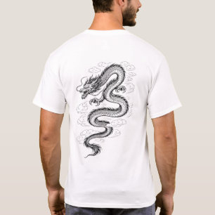 T-shirt à motif de dragon asiatique traditionnel e