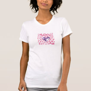 T-shirt à motif de fourrure de léopard avec cœur