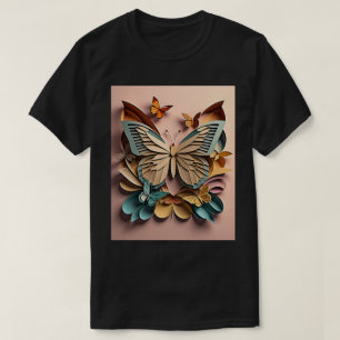 T-shirt à motif papillon en papier découpé 