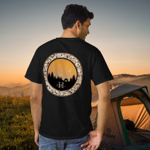 T-Shirt à motif rond Camping au coucher du soleil