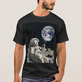 T-shirt A panda smoking a cigarette on the moon
