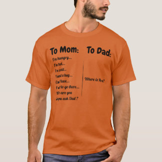 T-shirt À Papa Où Est Momo Maman J'ai Faim J'ai Chaud J'ai