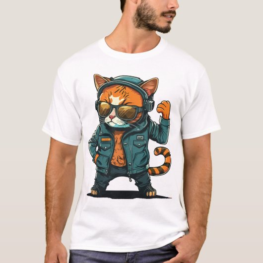 T-Shirt à personnage de chat vectoriel (Devant)