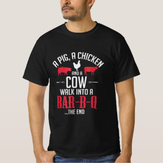 T-shirt a pig a chik and a cow funny bbq joke