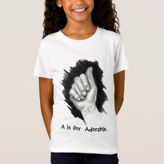 T-Shirt A POUR ADORABLE, ASL FINGERSPELL (Devant)