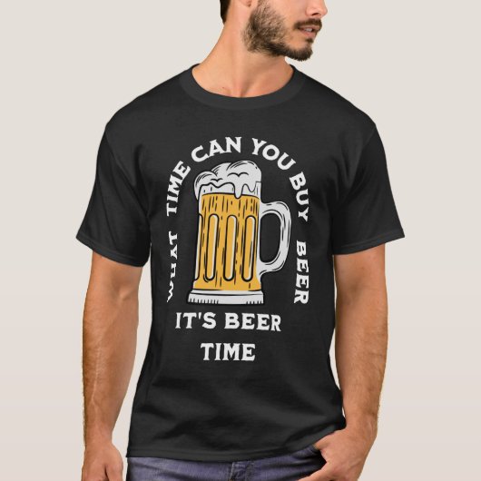T-shirt à quelle heure peut-on acheter de la bière (Devant)