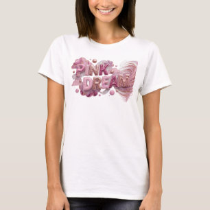 T-shirt à slogan rose élégant PINK DREAM