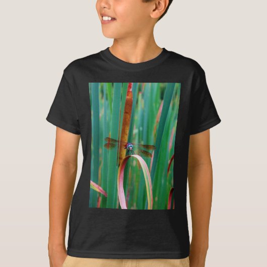 T-shirt A teal Eyed Dragonfly with cattails (Devant)