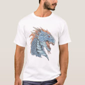 T-Shirt à tête de dragon bleu (Devant)