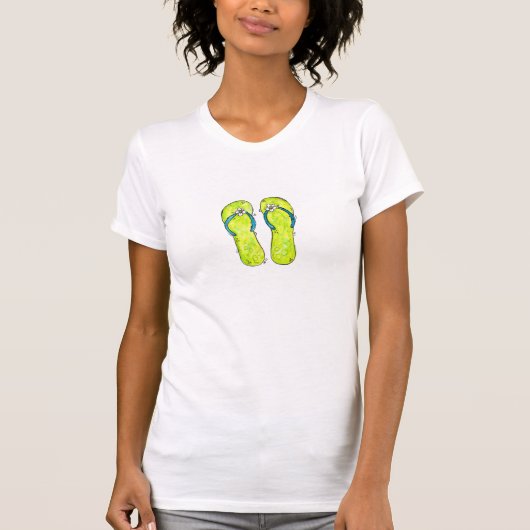 T-Shirt à tongs mignonnes en blanc (Devant)
