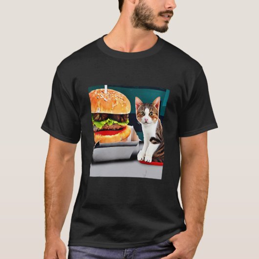 T-shirt A Two Paw Feast Adorable Kitten Cat Kitty Burger D (Devant)
