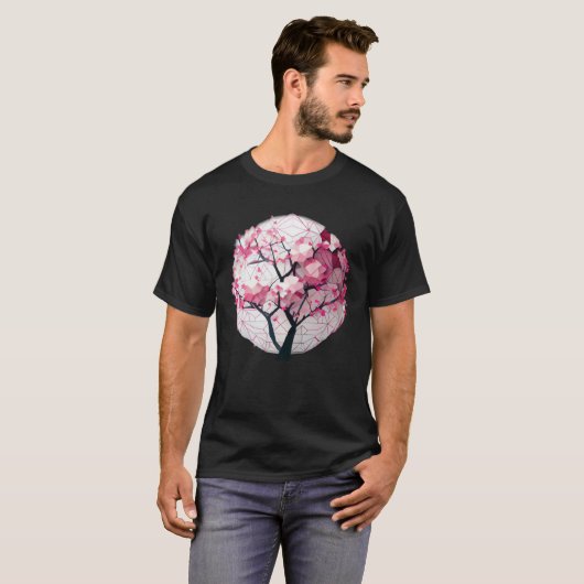 T-shirt A Work of with a Cherry Blossom Sphere Geometric (Devant entier)