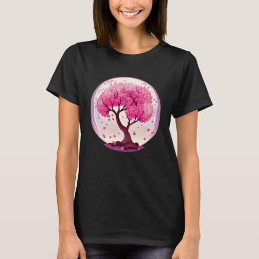 T-shirt A Work of with a Geometric Cherry Blossom Tree (Devant)