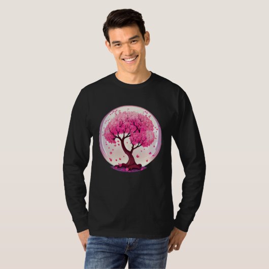 T-shirt A Work of with a Geometric Cherry Blossom Tree (Devant entier)