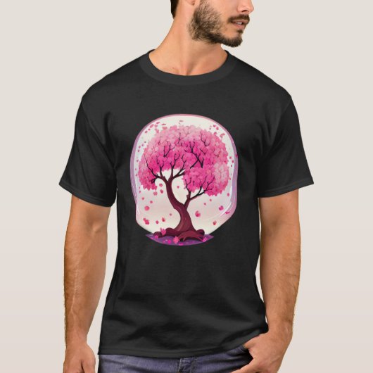 T-shirt A Work of with a Geometric Cherry Blossom Tree (Devant)