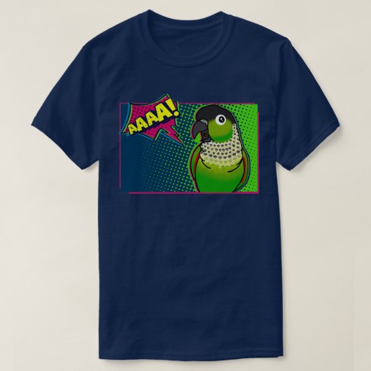 T-shirt AAAAA Black capped Conure Comic (Design devant)