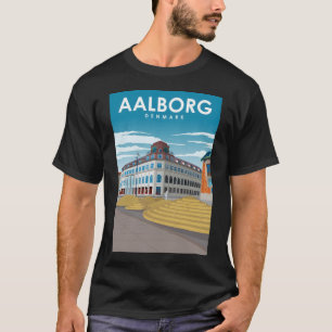 T-shirt Aalborg Danemark Vintage Minimal Retro Travel Post