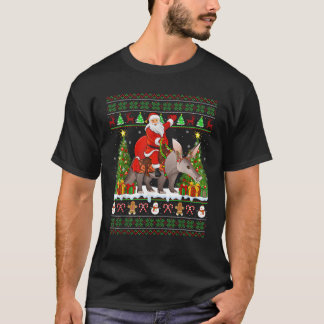 T-shirt Aardvark Xmas Sweater Ugly Père Noël Riding Aardva