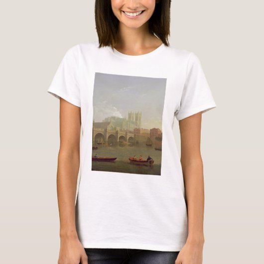 T-shirt Abbaye de Westminster et pont de Westminster Vue d (Devant)