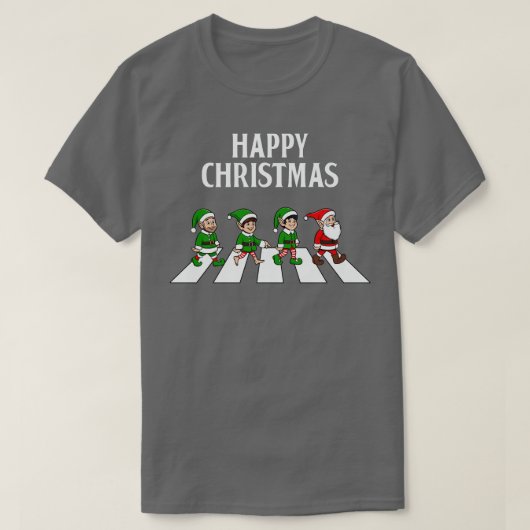 T-shirt Abbey Road Noël Père Noël et Elves (Design devant)