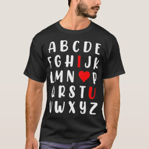 T-shirt Abc Alphabet I Love You English Enseignant Valenti