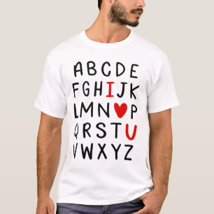T-shirt Abc Alphabet Je T'Aime Professeur D'Anglais Saint-