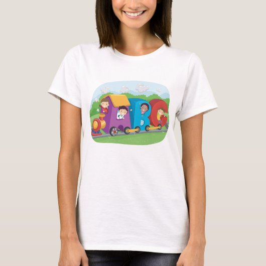 T-shirt ABC Alphabet Train avec enfants amusant éducatif (Devant)
