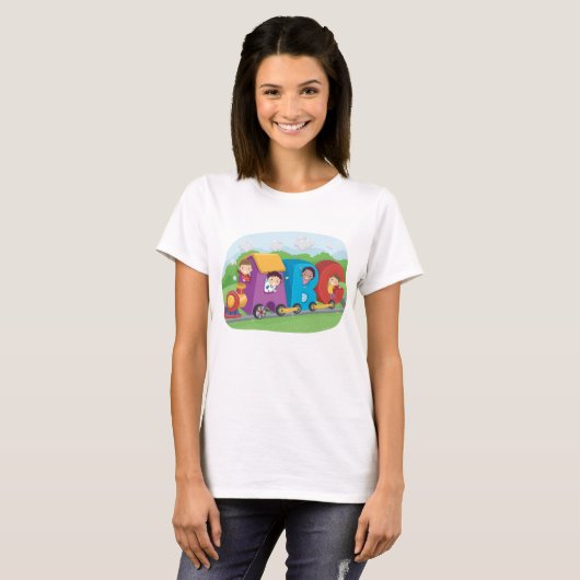 T-shirt ABC Alphabet Train avec enfants amusant éducatif (Devant entier)