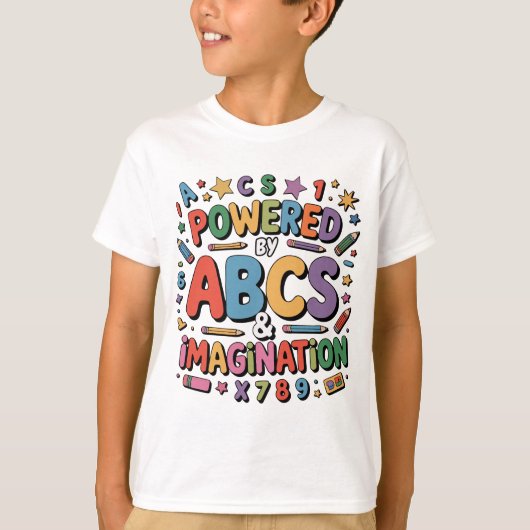 T-shirt ABC et Imagination - Amusement d'apprentissage col (Devant)